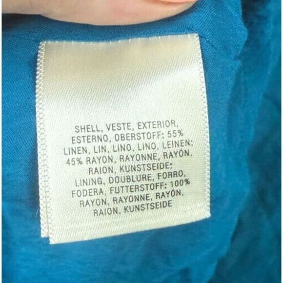 Anthropologie Maeve Buttondown Ruffle Blue Linen Blend Midi Dress Size 12‎ - Picture 8 of 9